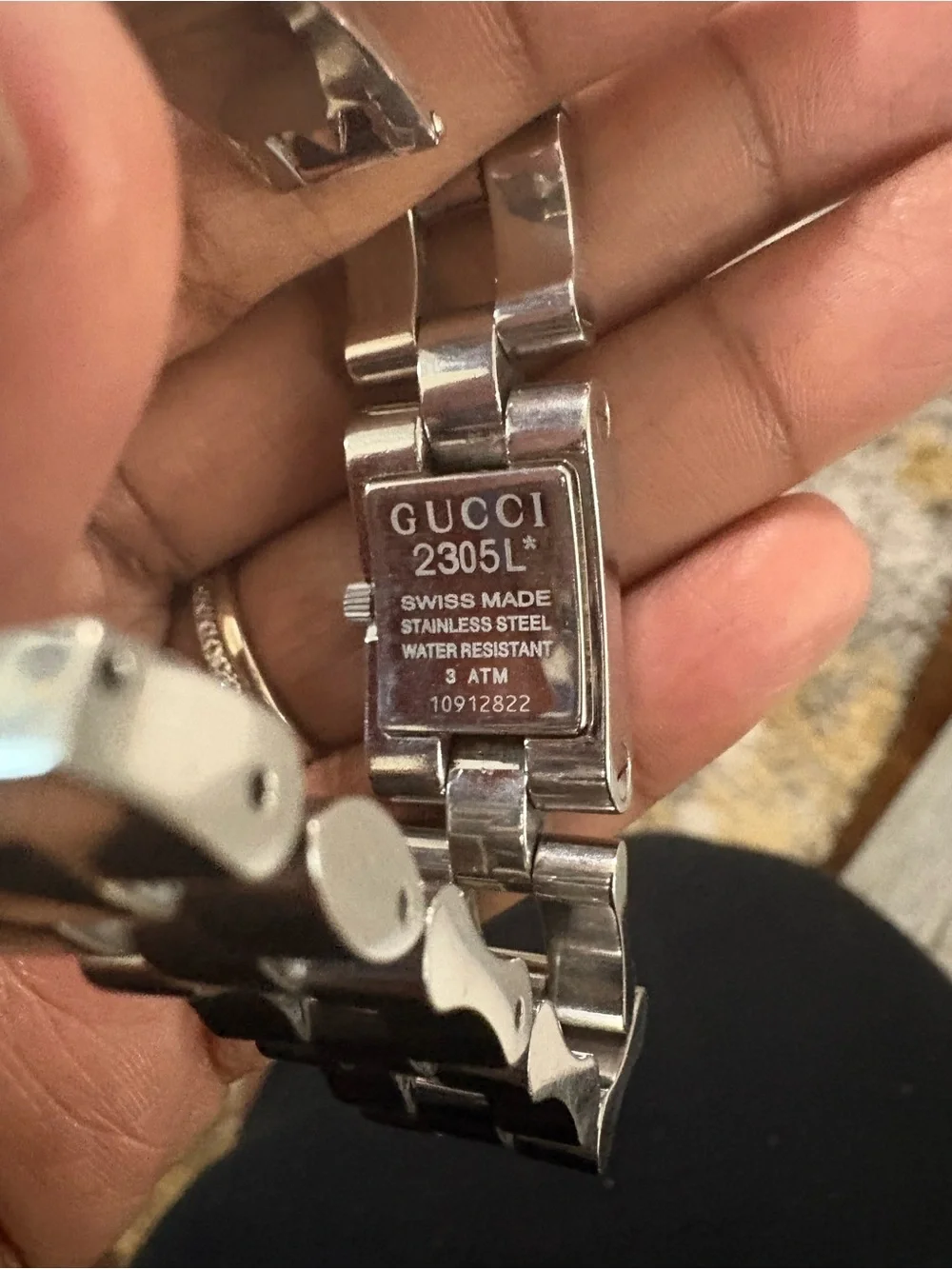 Gucci Silver Link Bracelet Watch with Square Dial